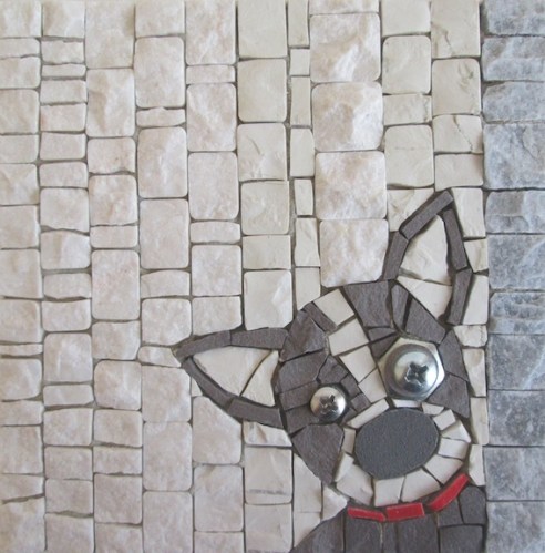boston terrier, mosaic dog