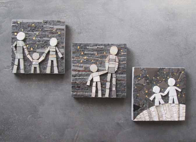 Stone shadows, omini stilizzati, piccoli mosaici 17x17cm