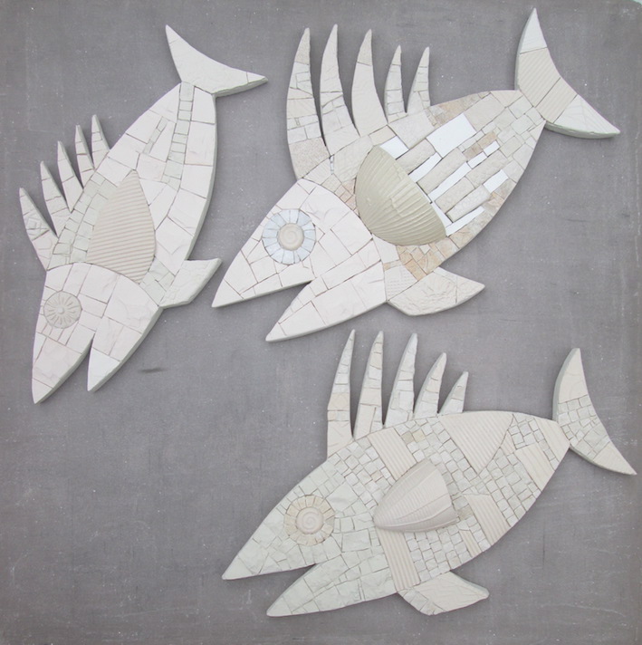 ALBUS, fish wall art, total white