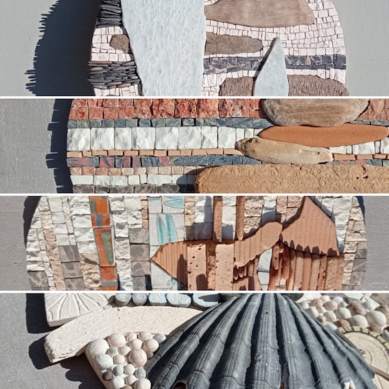 Round mosaics, abstract textures